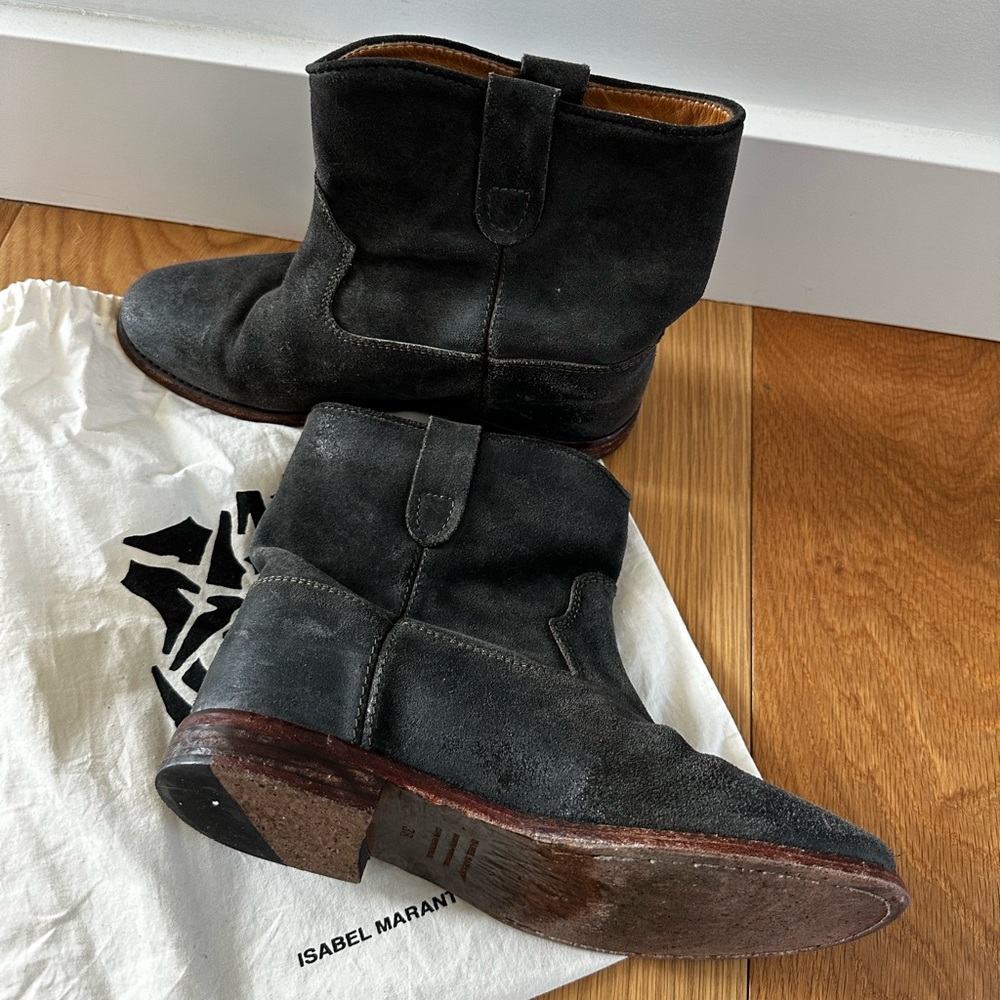 ISABEL MARANT - Black Suede Moto Boot - 38 - Picture 4 of 7